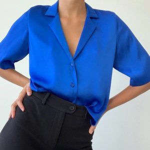 Orseund Iris Le Funk Blue Silk Top Small